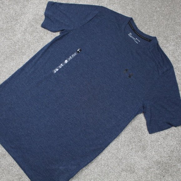 Under Armour Threadborne Shirt NWT Mens Small Blue Loose Fit Heatgear Polyester - Picture 3 of 11